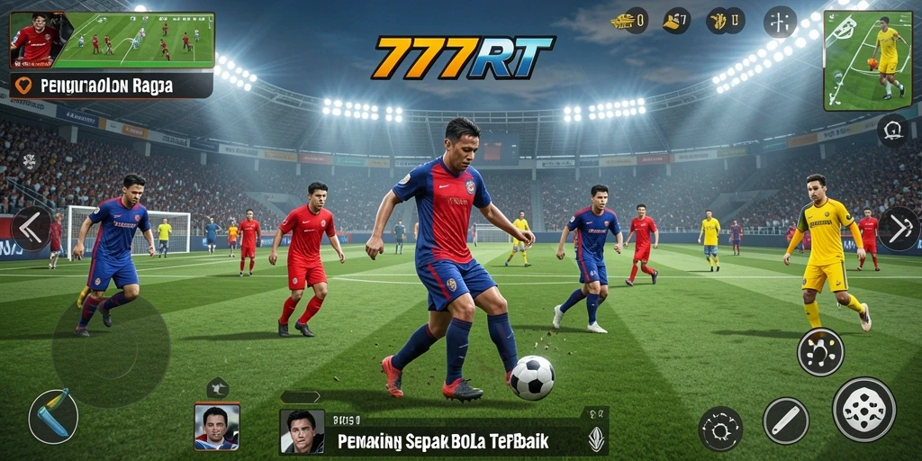 Gameplay mendebarkan yang menampilkan aksi sepak bola nyata.