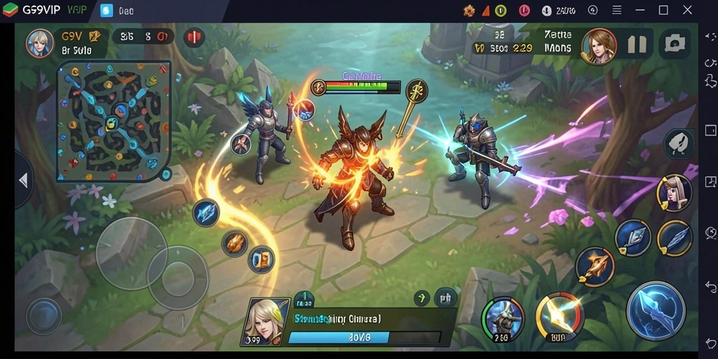 Tampilan gameplay G9VIP menampilkan pertarungan strategi yang intens.