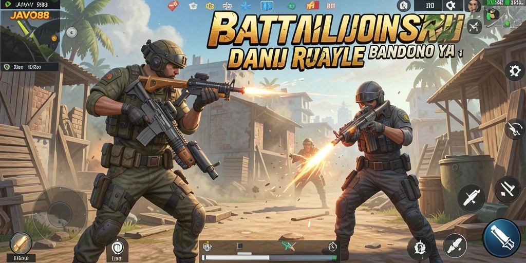 Screenshot gameplay <strong>JAVO88</strong> menampilkan aksi seru dalam pertempuran Battle Royale.