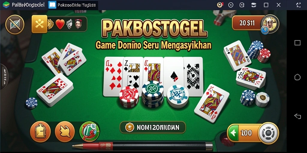 Screenshot PAKBOSTOGEL menampilkan gameplay Domino yang menegangkan dan seru.